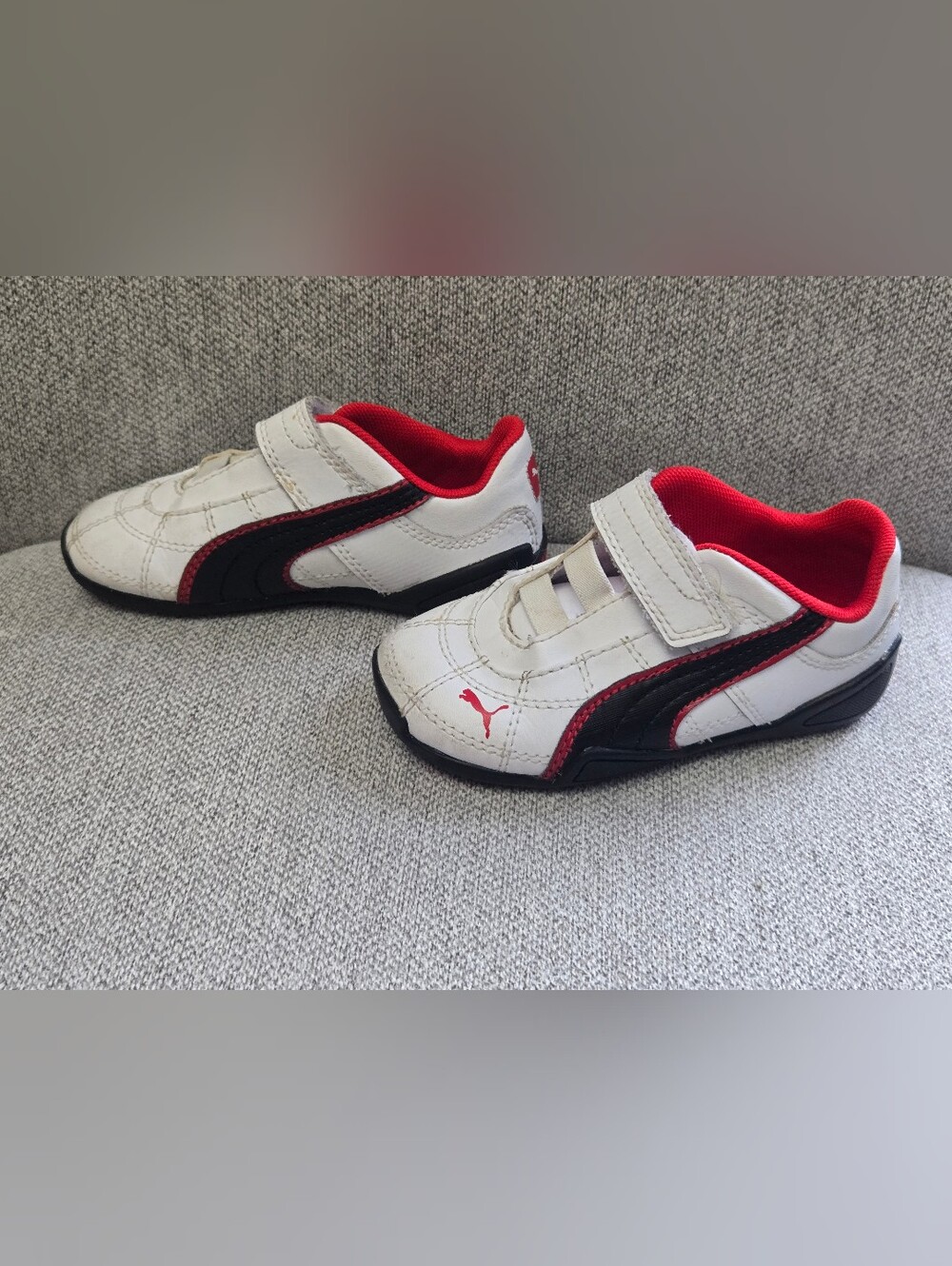 PUMA Kids White, Black & Red Velcro Sneaker